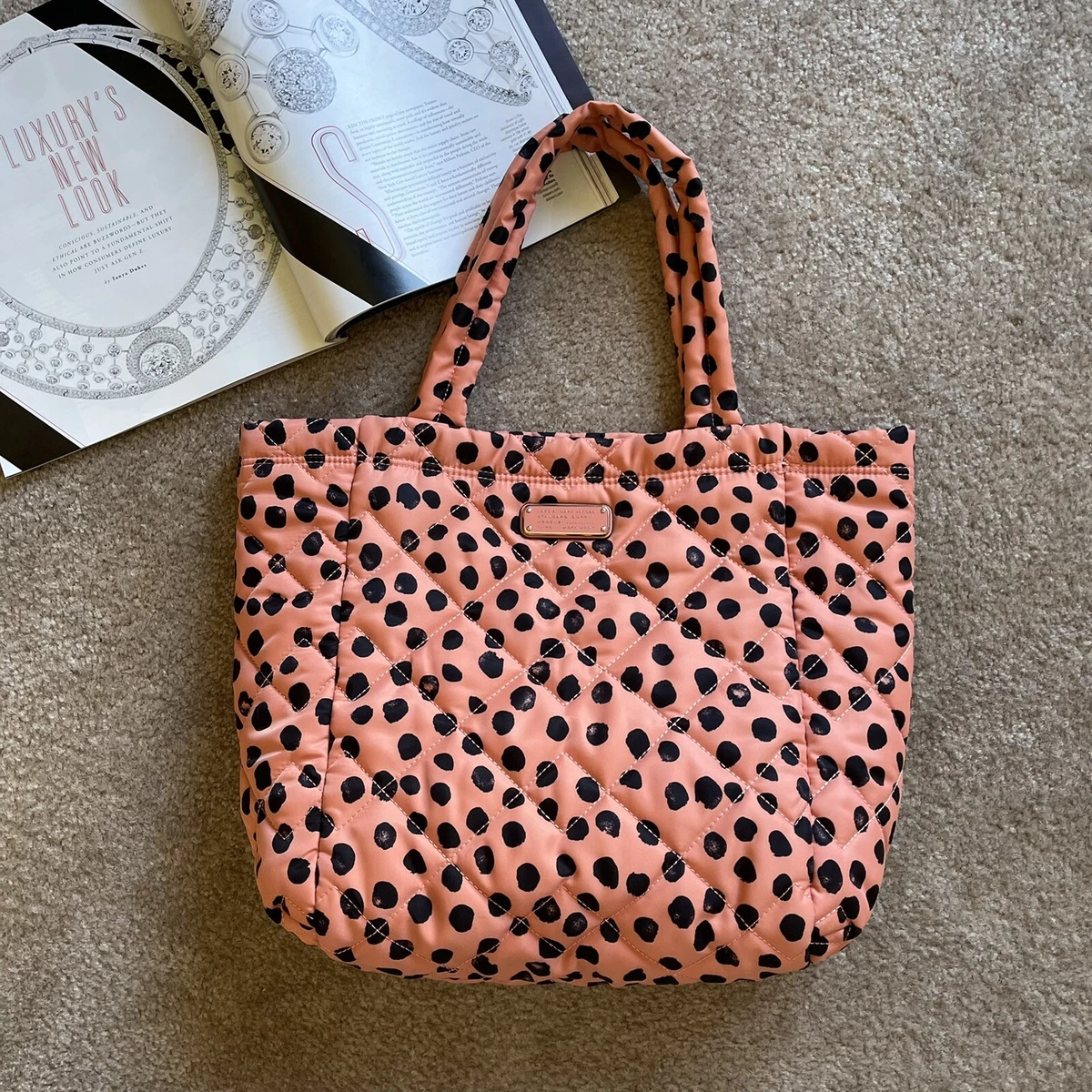 MARC BY MARC JACOBS Quilted Nylon Printed Tote Bag Pink Leopard