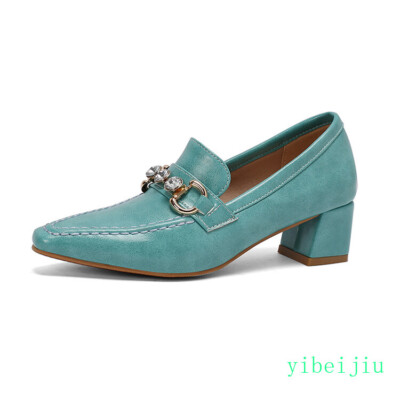 Women's Slip On Office Lady Dress Shoes OL Business Leather Rhinestones  Spring | eBay