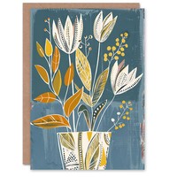 Blumen Botanisch Einfach Mutig Folk Muster Geburtstagskarte