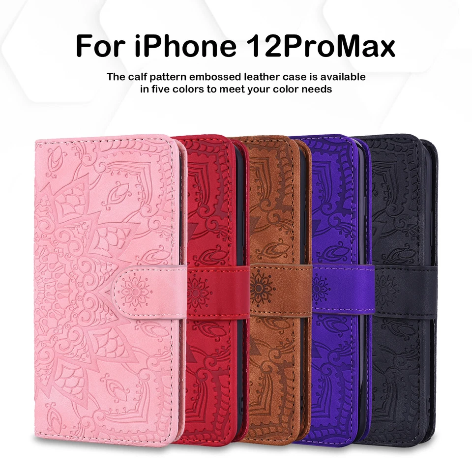 For iPhone 16 15 14 13 12 11 Pro Max XS Magnetic Leather Wallet Flip Case Cover - Image 2 of 4