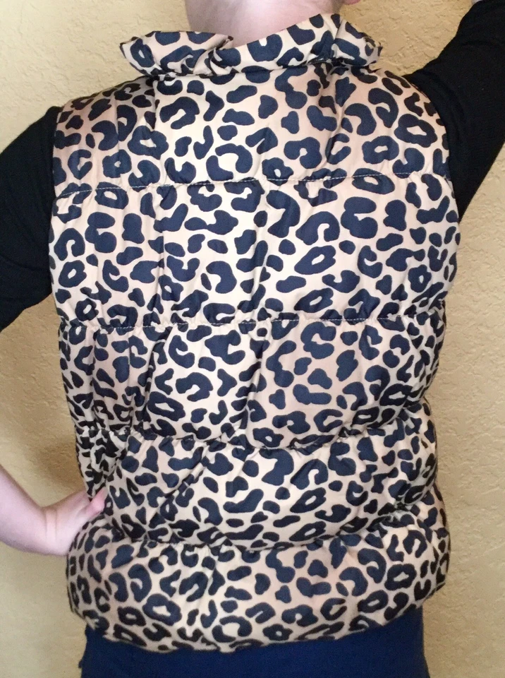 Chaleco acolchado con cremallera frontal estampado de leopardo guepardo talla grande 10-12 Gymboree para niñas Foto 3 de 4