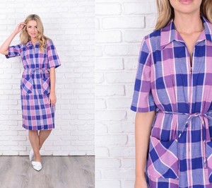 purple checkered dress