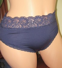 1 PR VANITY FAIR 13280 nylon stretch STRIPE ROYAL LACE MEGA HI LEG panties 7/L
