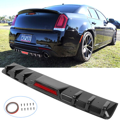 For Chrysler 300 SRT8 Carbon Fiber Rear Bumper Diffuser w/ LED Tail ...