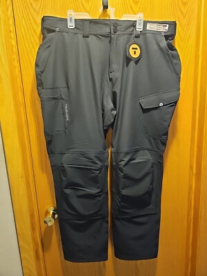 Truewerk Mens Pants 34x32 Black Work Utility Cargo Softshell Pocket Tech Kneepad