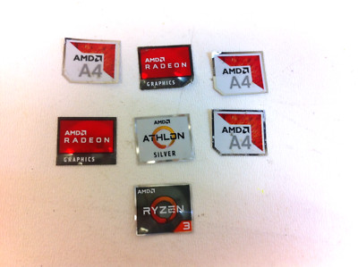 Lot of 7 Various AMD Laptop Sticker Logo Decal RADEON / Athlon / Ryzen ...