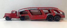 HUBLEY Kiddie No. 492 Red AUTO TRANSPORT Trailer Truck Carrier 12" MADE IN USA