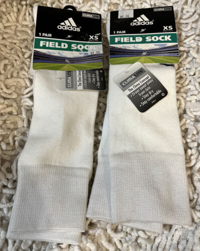 Adidas BOYS Climalite Multi-Sport Field Socks 2 Packs  White XS Shoe Size: 9C-1Y - Picture 1 of 4