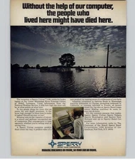 1973 Print Ad Sperry Univac Computer Magazine Advertisement Mississippi Flood 
