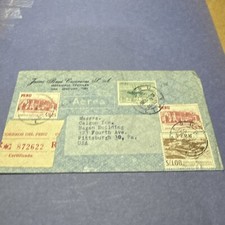 1955 Peru  Certified  Mail  Cover to PA.  W/ 4 stamps ( Lot 8 File K)