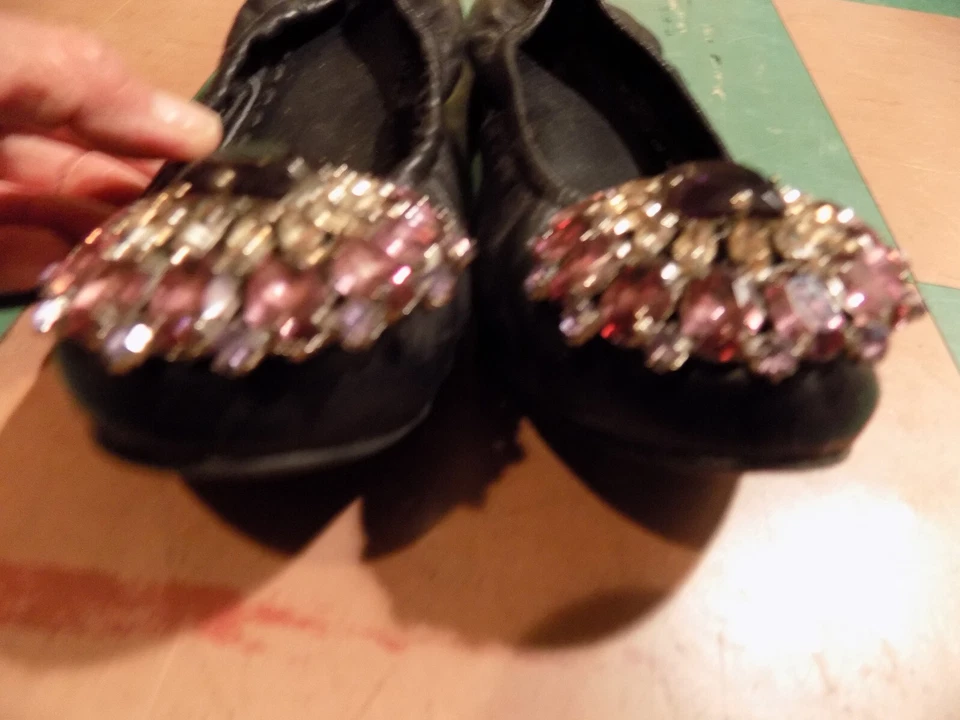 KELSI DAGGER Rosa Estrás Adornado 6.5 Mandala Ballet Pisos Cuero Negro Foto 3 de 4