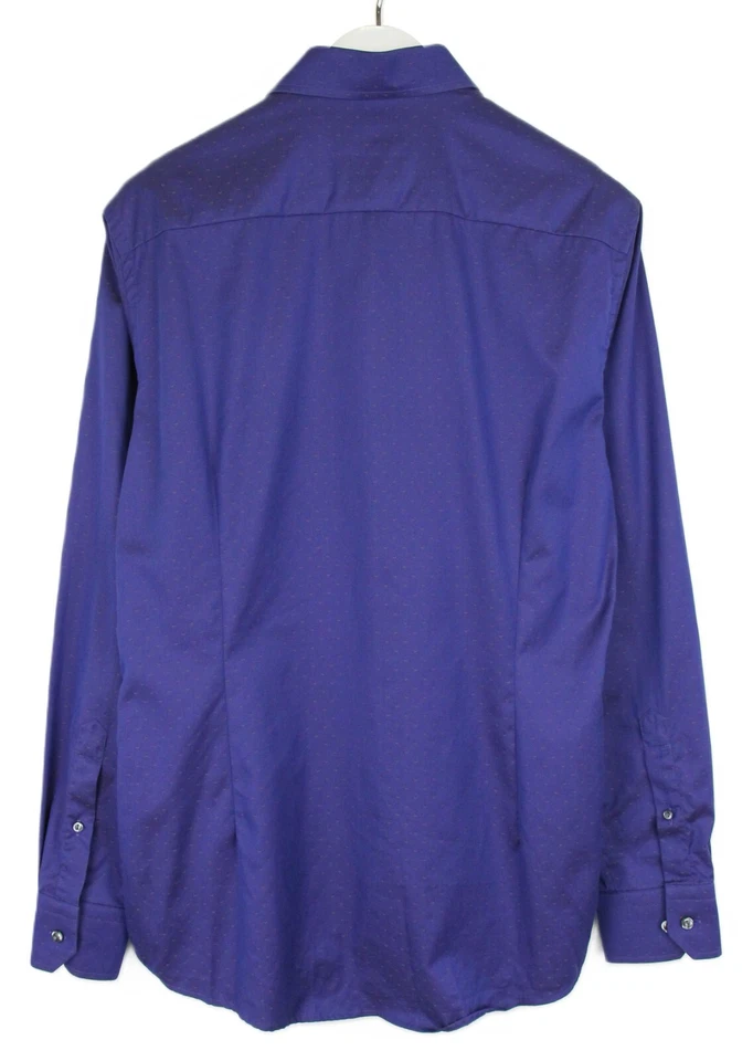 Camicia Formale Slim ETON Cambridge Uomo LARGE Colletto Allargato Fantasia Viola - Immagine 2 di 4