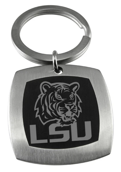 LOUISIANA STATE LSU TIGERS * Stainless Steel & Black Keychain w/School  Logo NCAA