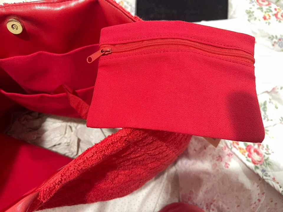 "Bolso Pratesi Italia Nuevo con Etiquetas Terry Algodón Rojo 15x15x6"" Cannes Shopping Beach" Foto 3 de 4