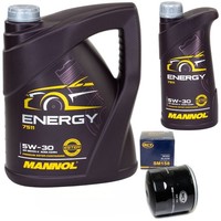 MotoröL Set Mannol 5W-30 6 Liter + ÖLfilter SM 158 FüR Lancia Kappa Thesis 2.0