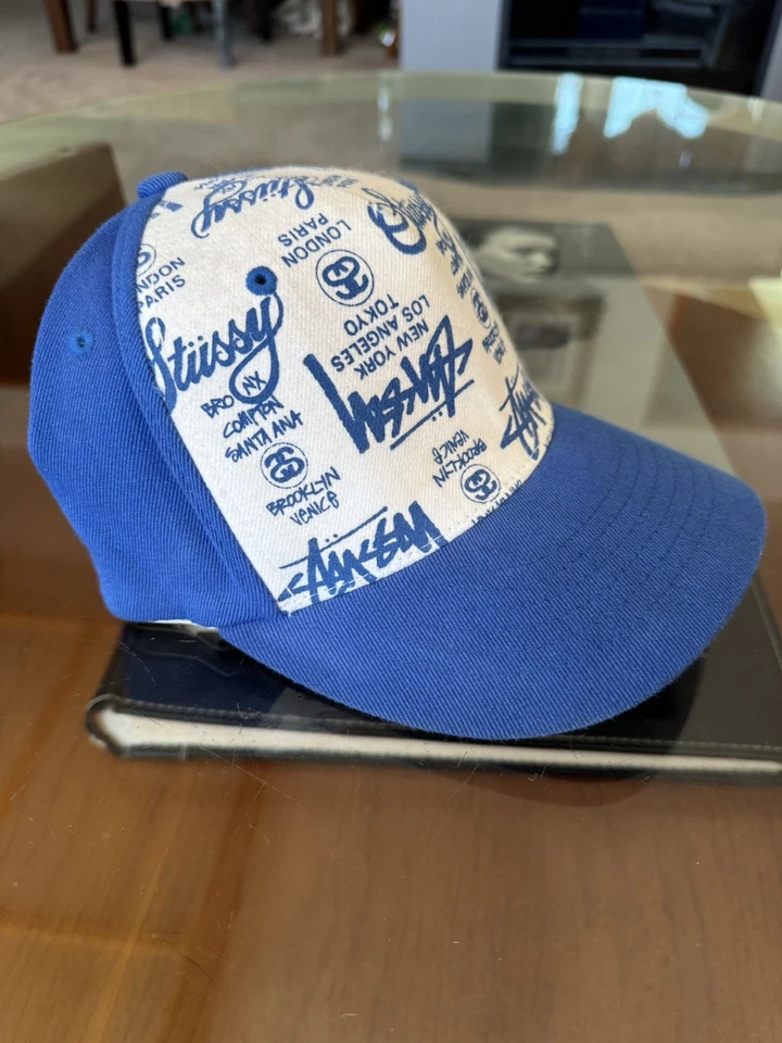 Gorra ajustada Stussy World Tour de colección talla grande coleccionistas rara década de 1990 Y2K Foto 2 de 4