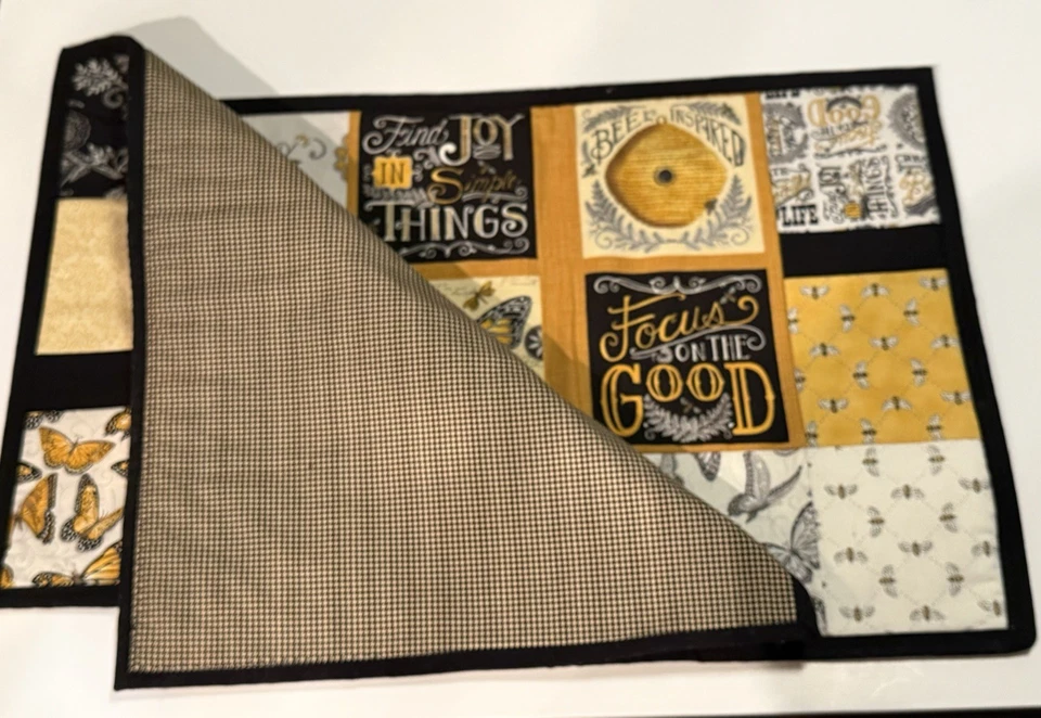 “Bees and Butterflies” Inspirational Table Placemats Yellow/Black/White ~15”x20” - Image 3 of 4