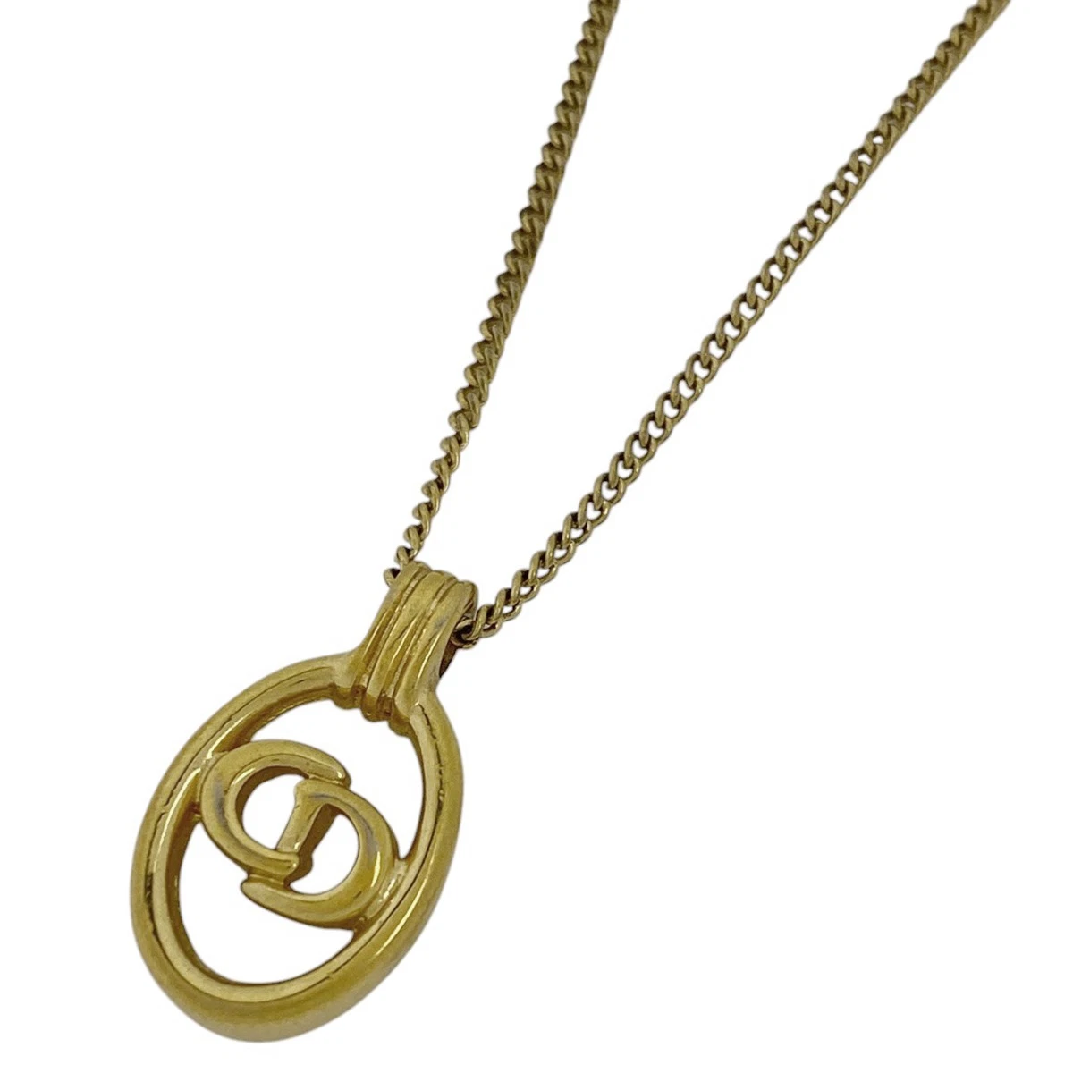 Collana Christian Dior Logo Ovale Ovale CD Collana Placcato Oro Donna