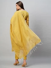 Gosriki Women'S Cotton Blend Printed Straight Kurta With Pant & Dupatta (Date...