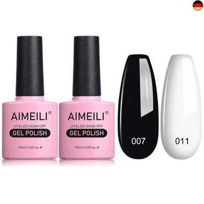 BESUCHE DEN AIMEILI-STORE AIMEILI White and Black Gel Polish Klassische Nagellack Soak off UV LED Gel