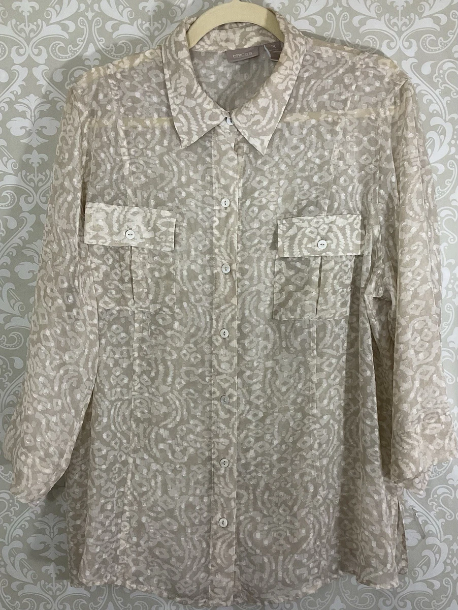 Blouse Chico's En Soie Transparente - Taille 0, Manches Courtes, Occasion Très Bon État