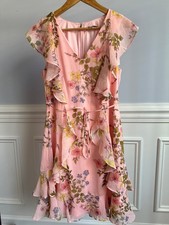 Tommy Hilfiger Flutter Sleeve Chiffon Flowy Floral Woman's Midi Dress Sz 10