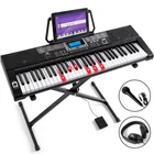 Portable 61 Key Electric Lighted Piano Keyboard with Stand Headset Microphone