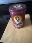 Vintage Sun-Maid Raisins Tin Canister Red Metal Cookie Recipe Fresno CA USA