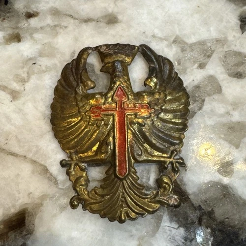 WW2 Era Spanish Franco Tank Corps Cap Helmet Insignia Civil War Military Badge