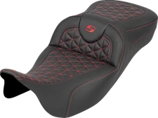 Saddlemen Roadsofa Red Tri Gripper Extended Seat for 2008-2024 Harley Touring