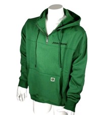 John Deere 1/4 Zip Hoodie Cotton Rich Heavyweight Embroidered Green NWOT Men's S