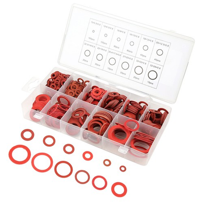 #ad 600pcs 12 Sizes Red Steel Paper Fiber Flat Washers Kit Insulation Washer $17.21