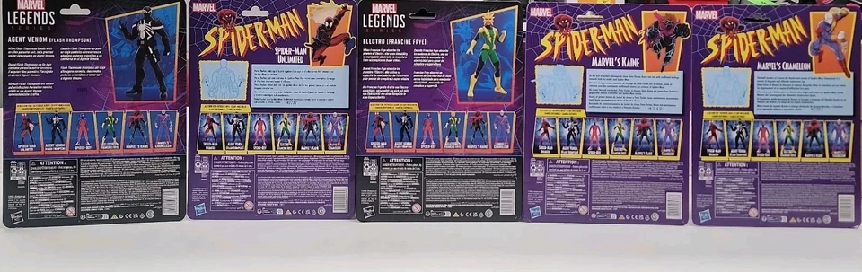 Marvel Legends Agent Venom, Spiderman ilimitado, Electro, Kaine y Chameleon 5pk Foto 3 de 4