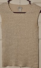 Vintage Nicola Popcorn Sleeveless Top Size S Made In USA Beige