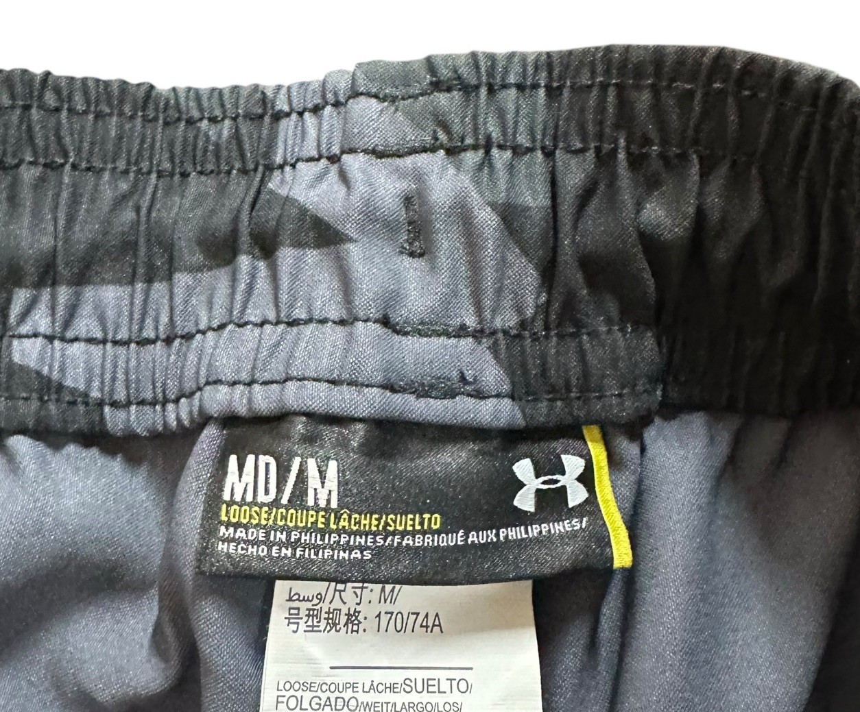 NEW Under Armour Mens Loose Tapered Zippered Cargo Pants Black Gray Camo Size M thumbnail 10