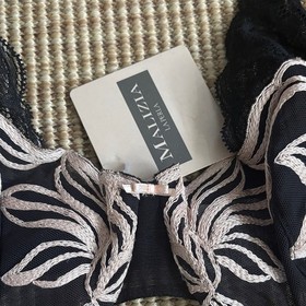 NWT Malizia by La Perla Black and Pink Embroidered Lace Bra size 36C