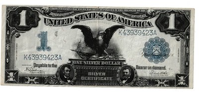 1 Silver Dollar Banknote USA 1899 ''BLUE SEAL - BLACK EAGLE   P-338c(8) RAR