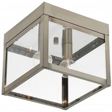 Beaumont Lane Contemporary 2 Light Outdoor Ceiling Mount in Nickel