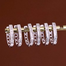 PT950 Platinum Baguette Diamond Huggie Earrings – 0.20ct Natural Diamond
