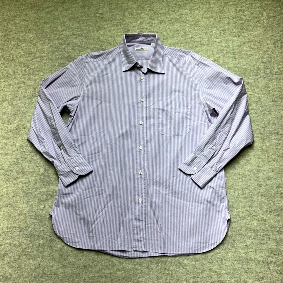 Luciano Barbera Men's Striped Cotton Dress Shirt, Size 42 16 1/2, Made in Italy - Image 2 of 4