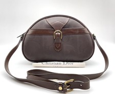 Auth Christian Dior Trotter Oblique PVC Leather Brown Shoulder Bag W/D NS040616