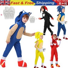 Kids Boys Sonic The Hedgehog Sonic Costume Fancy Dress Outfits Set Party Cosplay