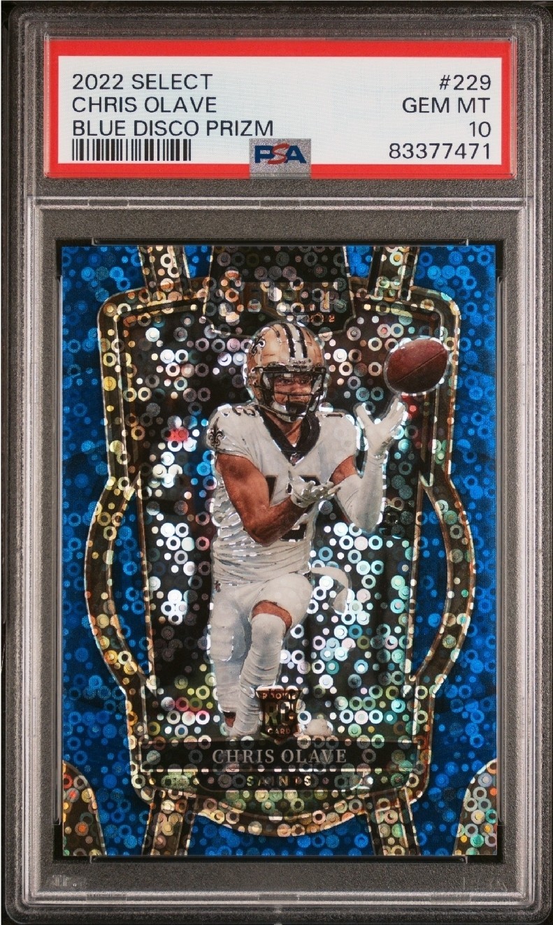 2022 Panini Select - Club Level Chris Olave #229 Blue Disco Prizm /25 (RC)