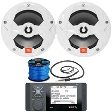 Infinity R3000 Bluetooth Radio, 2x 6.5" 225W White Marine Speaker, Wire, Antenna