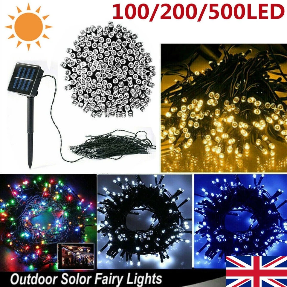 Solar Panel Powered 100-500LED Fairy String Lights Outdoor Garden Christmas Tree - Image 3 of 4