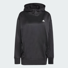 adidas AEROREADY Game and Go Fleece Womens Hoodie Black Loose Fit Pullover S NWT