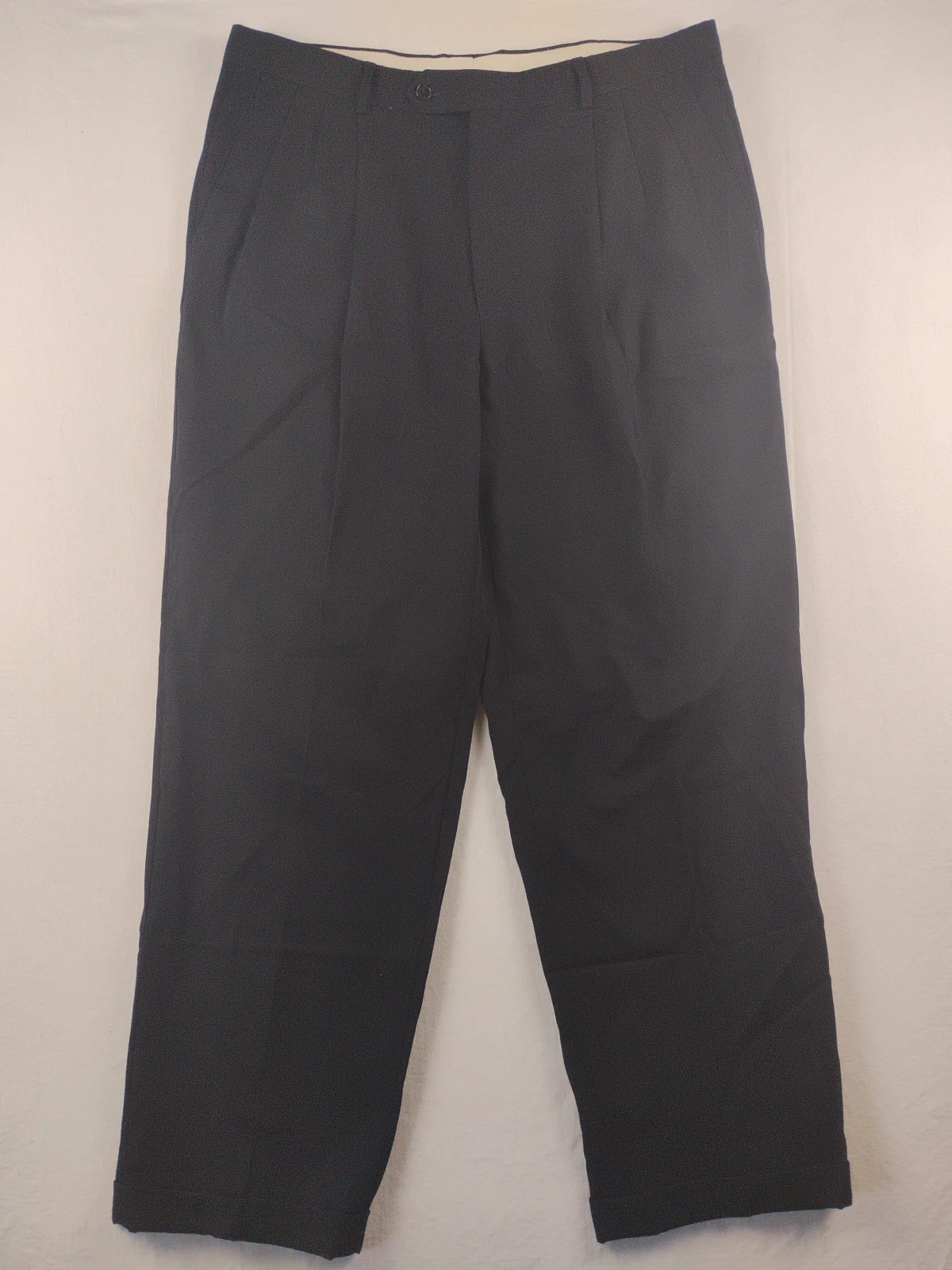 Pantaloni Vintage Monsieur By Givenchy Uomo 36R 36x30 Nero Doppio Polsino Pieghettato