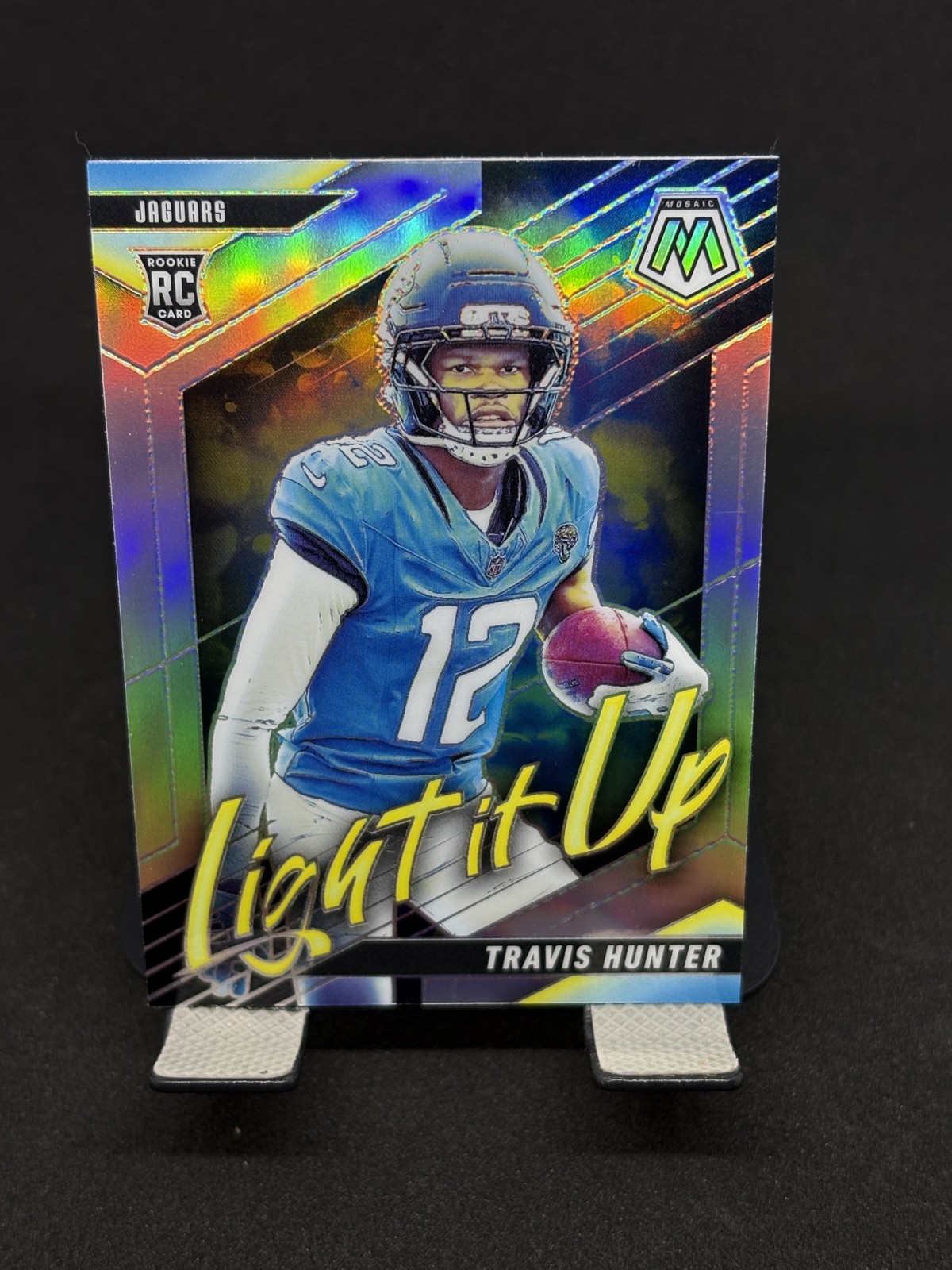 2025 Panini Mosaic - Light It Up Mosaic Travis Hunter #15 Silver Prizm (RC)