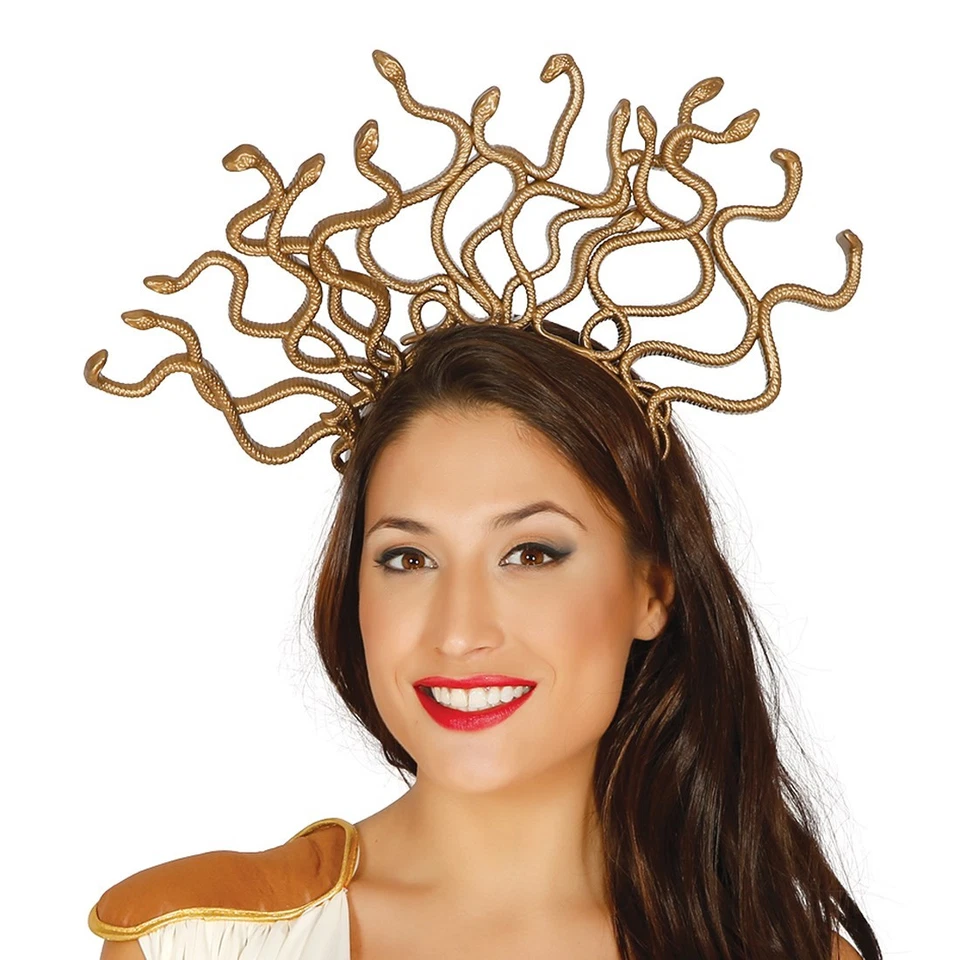 Medusa Schlangen Kopfschmuck Gold Kostüm Zubehör Tiara Krone Kopfbügel Haarreif - Bild 3 von 4