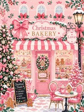 Pink Christmas Shop Diamond Art Kits for Adults, Diamond Painting 12x16in 5D Chr